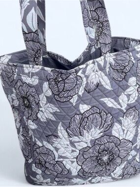 Vera Bradley Moon Shadow Meadow Floral Tote in Gray and White